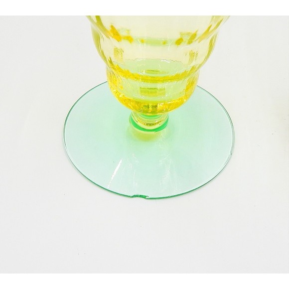 Utility Glass Works Cambodia Ware Vaseline Green Foot Ice Tea Water Goblet Set 4 - Picture 6 of 16